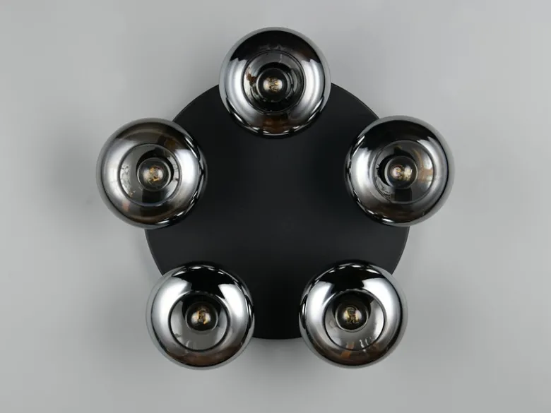 LED Deckenleuchte rund mit 5 Rauchglas Lampenschirmen, Ø 49cm