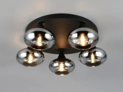 LED Deckenleuchte rund mit 5 Rauchglas Lampenschirmen, Ø 49cm