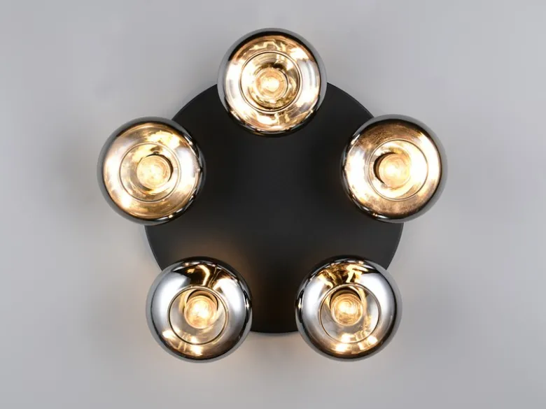 LED Deckenleuchte rund mit 5 Rauchglas Lampenschirmen, Ø 49cm