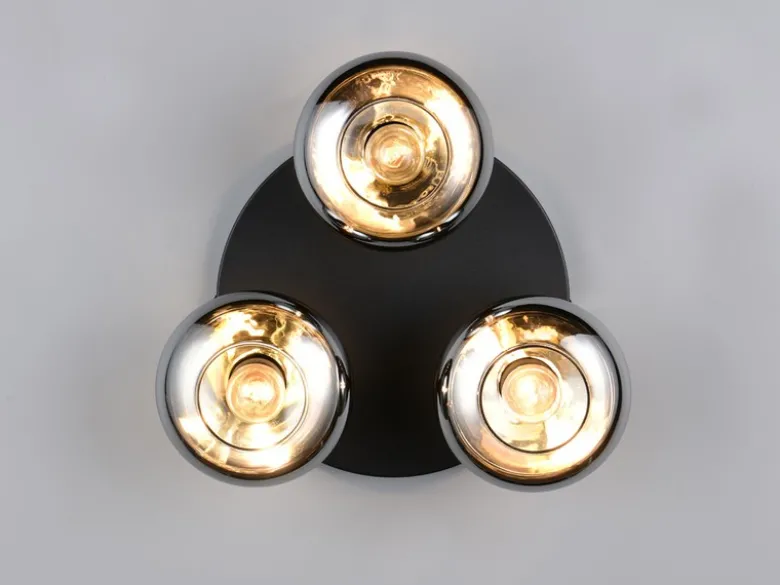 LED Deckenleuchte rund mit 3 Rauchglas Lampenschirmen, Ø 39cm