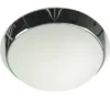LED-Deckenleuchte rund, Opalglas matt, Dekorring Chrom, Ø 30cm