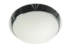LED-Deckenleuchte rund, Opalglas matt, Dekorring Chrom, Ø 30cm