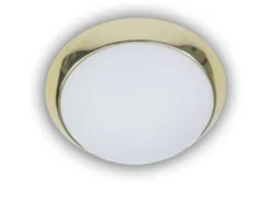 LED-Deckenleuchte rund, Opalglas matt, Dekorring Messing poliert, Ø 25cm