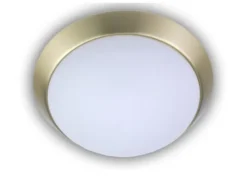 LED-Deckenleuchte rund, Opalglas matt, Dekorring Messing matt, Ø 30cm