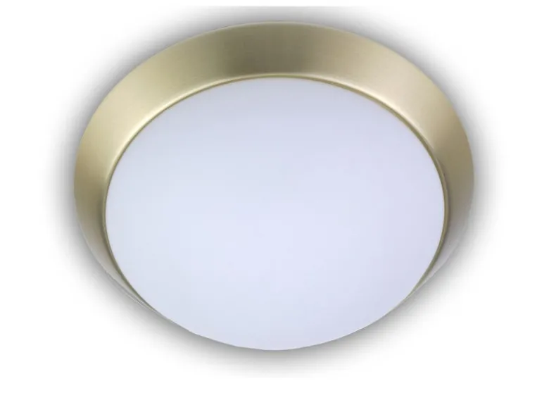 LED-Deckenleuchte rund, Opalglas matt, Dekorring Messing matt, Ø 30cm