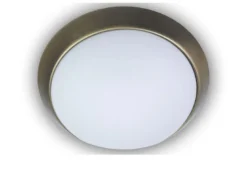 LED-Deckenleuchte rund, Opalglas matt, Dekorring Altmessing, Ø 30cm