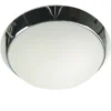 LED-Deckenleuchte rund, Opalglas matt, Dekorring Chrom, Ø 35cm