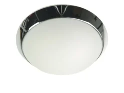 LED-Deckenleuchte rund, Opalglas matt, Dekorring Chrom, Ø 35cm