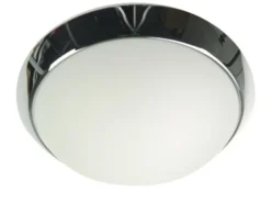 LED-Deckenleuchte rund, Opalglas matt, Dekorring Chrom, Ø 50cm