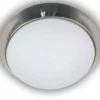 LED-Deckenleuchte rund, Opalglas matt, Dekorring Nickel matt, Ø 40cm