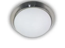 LED-Deckenleuchte rund, Opalglas matt, Dekorring Nickel matt, Ø 25cm