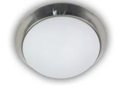 LED-Deckenleuchte rund, Opalglas matt, Dekorring Nickel matt, Ø 35cm