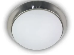 LED-Deckenleuchte rund, Opalglas matt, Dekorring Nickel matt, Ø 45cm
