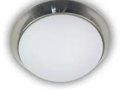 LED-Deckenleuchte rund, Opalglas matt, Dekorring Nickel matt, Ø 50cm