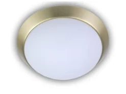 LED-Deckenleuchte rund, Opalglas matt, Dekorring Messing matt, Ø 35cm