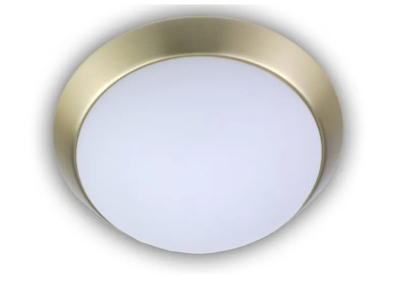 LED-Deckenleuchte rund, Opalglas matt, Dekorring Messing matt, Ø 35cm