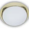 LED-Deckenleuchte rund, Opalglas matt, Dekorring Messing poliert, Ø 35cm