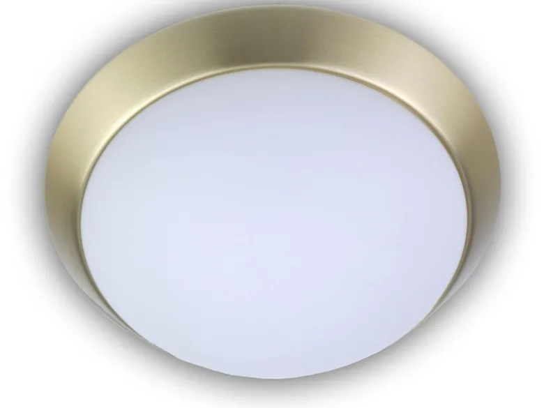 LED-Deckenleuchte rund, Opalglas matt, Dekorring Messing matt, Ø 50cm