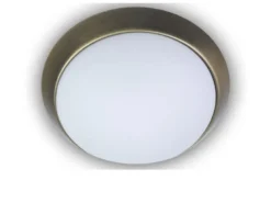 LED-Deckenleuchte rund, Opalglas matt, Dekorring Altmessing, Ø 35cm