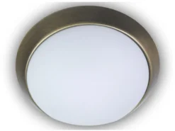 LED-Deckenleuchte rund, Opalglas matt, Dekorring Altmessing, Ø 45cm