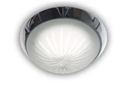 LED-Deckenleuchte rund, Schliffglas satiniert, Dekorring Chrom, Ø 25cm