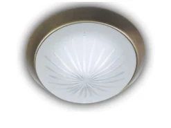 LED-Deckenleuchte rund, Schliffglas satiniert, Dekorring Altmessing, Ø 25cm