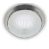 LED-Deckenleuchte rund, Schliffglas satiniert, Dekorring Nickel matt, Ø 25cm