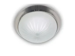 LED-Deckenleuchte rund, Schliffglas satiniert, Dekorring Nickel matt, Ø 25cm