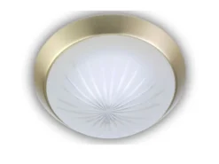 LED-Deckenleuchte rund, Schliffglas satiniert, Dekorring Messing matt, Ø 35cm