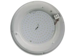 LED-Deckenleuchte rund, Schliffglas satiniert, Dekorring Nickel matt, Ø 35cm
