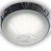 LED-Deckenleuchte rund, Schliffglas satiniert, Dekorring Chrom, Ø 35cm