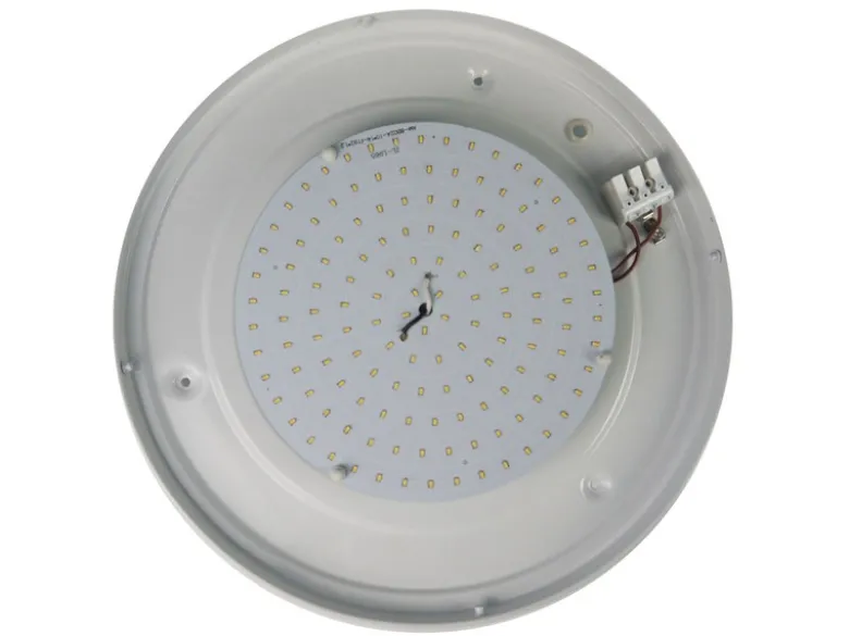 LED-Deckenleuchte rund, Schliffglas satiniert, Dekorring Chrom, Ø 35cm