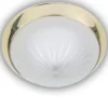 LED Deckenleuchte rund, Schliffglas satiniert, Dekorring Messing poliert, Ø 35cm