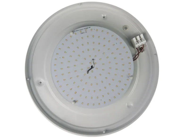 LED-Deckenleuchte rund, Schliffglas satiniert, Dekorring Altmessing, Ø 35cm