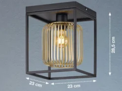 LED Deckenleuchte Schwarz Gold dimmbar über Schalter, Quadrat 23cm