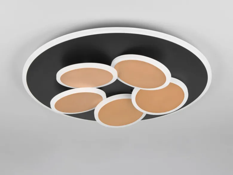 LED Deckenleuchte Schwarz Gold dimmbar mit Fernbedienung & Tageslicht Ø 49cm