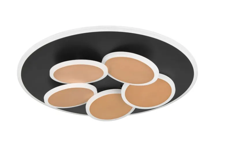 LED Deckenleuchte Schwarz Gold dimmbar mit Fernbedienung & Tageslicht Ø 49cm