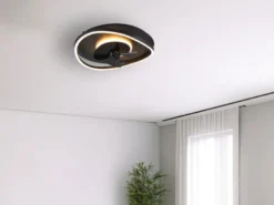 LED Deckenleuchte Schwarz mit Ventilator und Fernbedienung, Ø 50cm