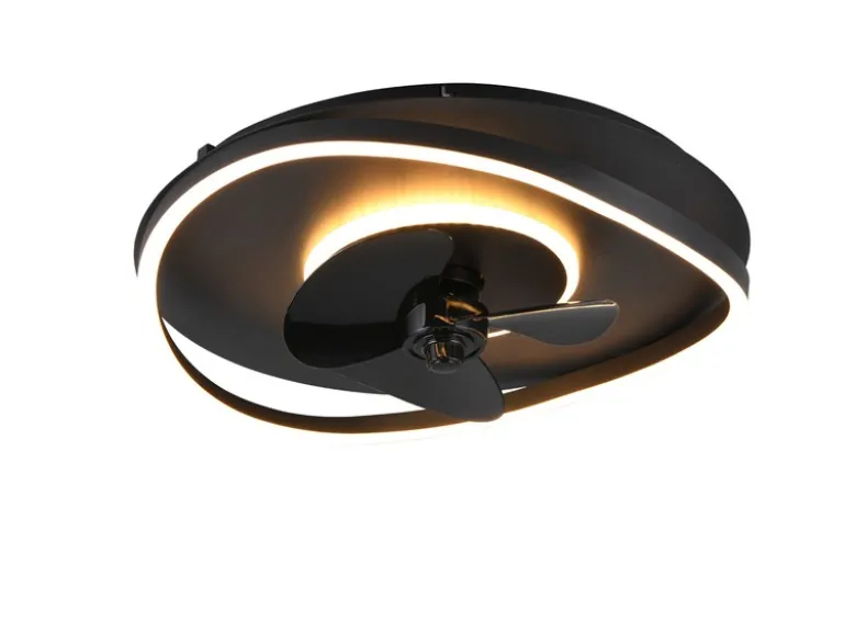 LED Deckenleuchte Schwarz mit Ventilator und Fernbedienung, Ø 50cm