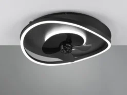 LED Deckenleuchte Schwarz mit Ventilator und Fernbedienung, Ø 50cm