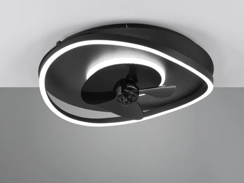 LED Deckenleuchte Schwarz mit Ventilator und Fernbedienung, Ø 50cm