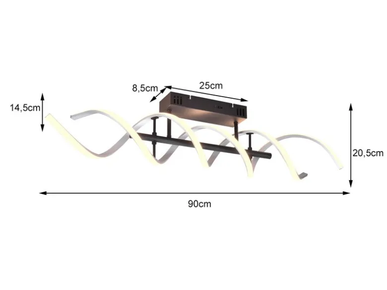 LED Deckenleuchte SEQUENCE hell & dimmbar über Schalter, Silber Breite 90cm
