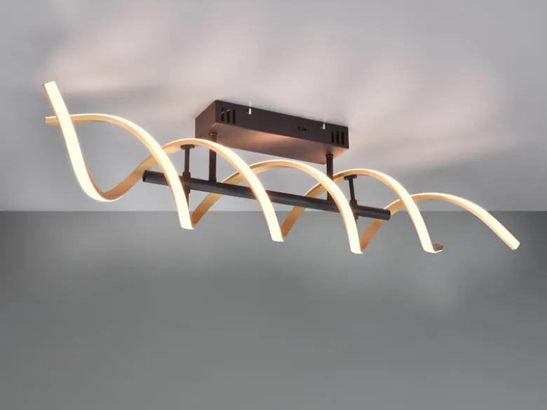 LED Deckenleuchte SEQUENCE hell & dimmbar über Schalter, Schwarz Gold, B: 90cm