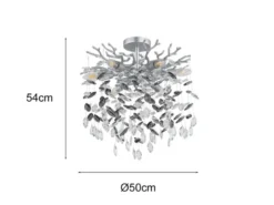 LED Deckenleuchte Silber 6-flammig Glas Kristall 2-farbig Ø 50cm