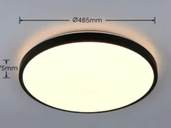 LED Deckenleuchte SLOPE flach mit Fernbedienung, dimmbar, Schwarz, Ø 49cm