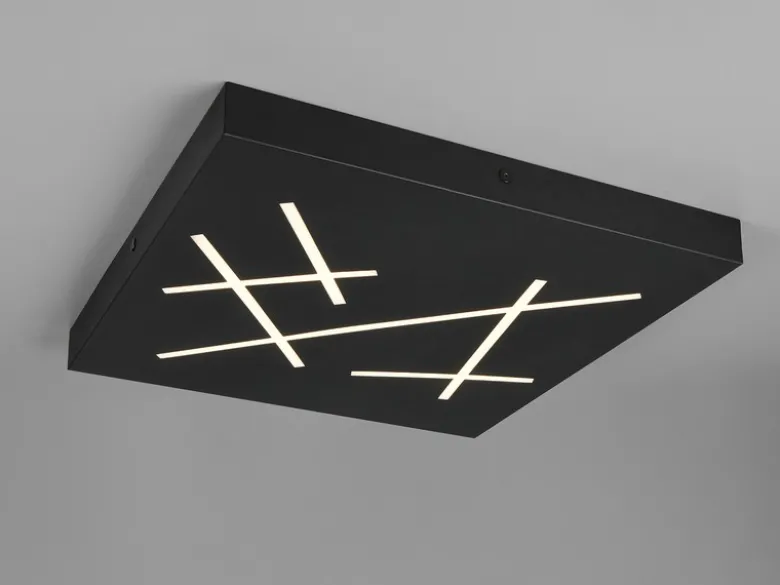 LED Deckenleuchte SNIP flach dimmbar Fernbedienung Schwarz Quadrat 50cm