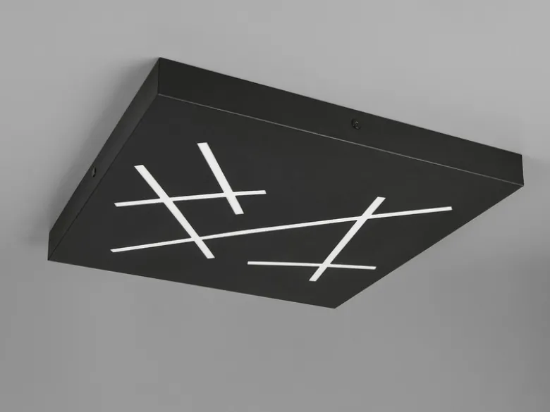 LED Deckenleuchte SNIP flach dimmbar Fernbedienung Schwarz Quadrat 50cm