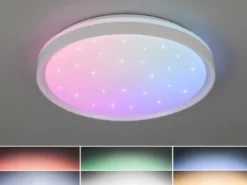LED Deckenleuchte SOLIT flach dimmbar Fernbedienung, RGB, Weiß, Ø 39cm