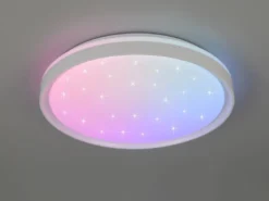 LED Deckenleuchte SOLIT flach dimmbar Fernbedienung, RGB, Weiß, Ø 39cm