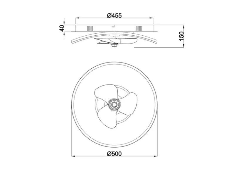 LED Deckenleuchte SORTLAND Schwarz mit Ventilator & Fernbedienung, Ø 50cm